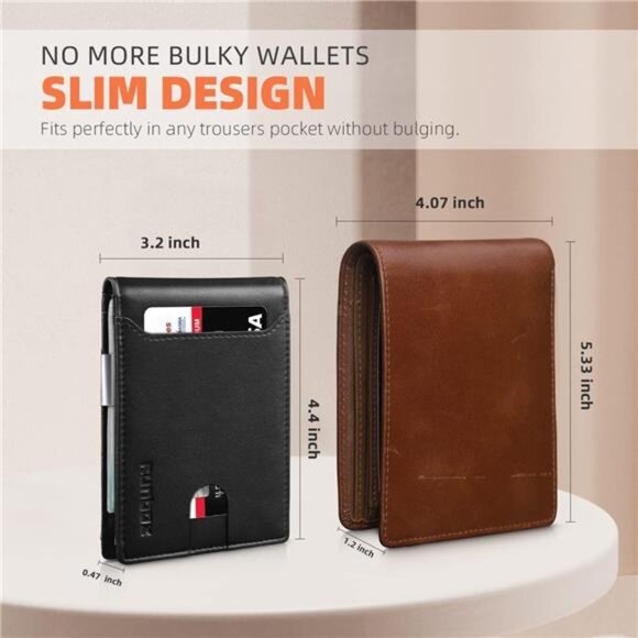 Slim Wallets for Men - Leather Money Clip Mens Wallet - RFID Blocking - Picture 3 of 8